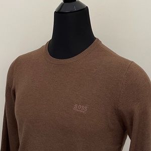 New Hugo Boss Crewneck Brown Camel Wool Sweater Pullover